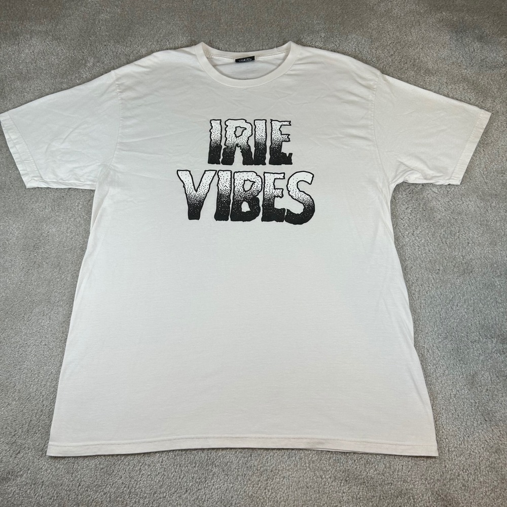 Stussy Irie Vibes T-Shirt Mens Large White Graphic Streetwear Short Sleeve Rare